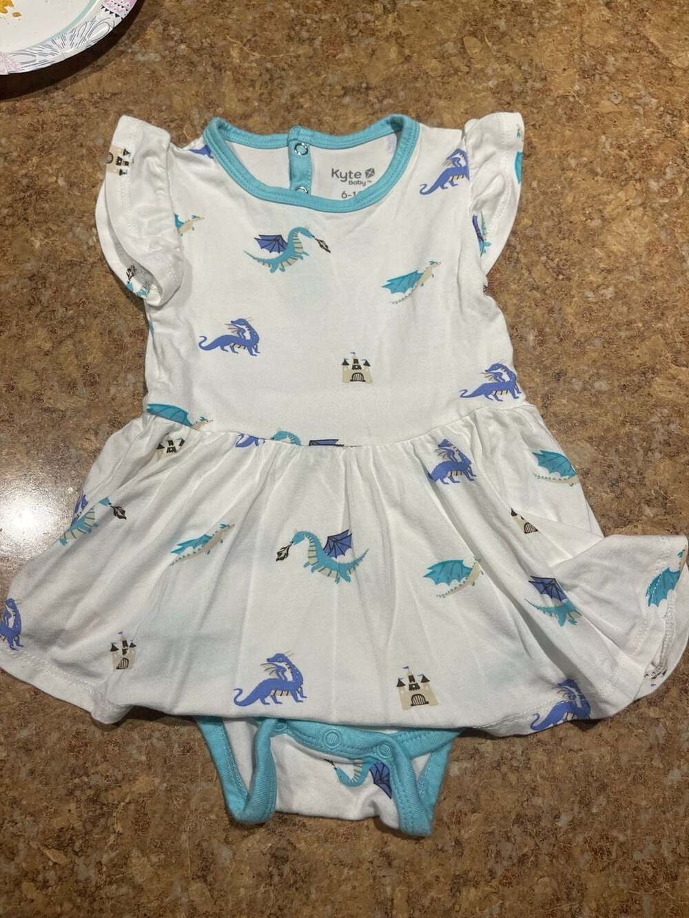 Kyte Baby Dress Romper in Dragon Castle Print, Size 6-12 Months